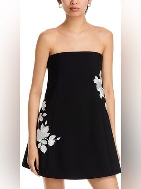 Cinq a Sept Trailing Floral Irla Dress in Black/Ivory. Size 6